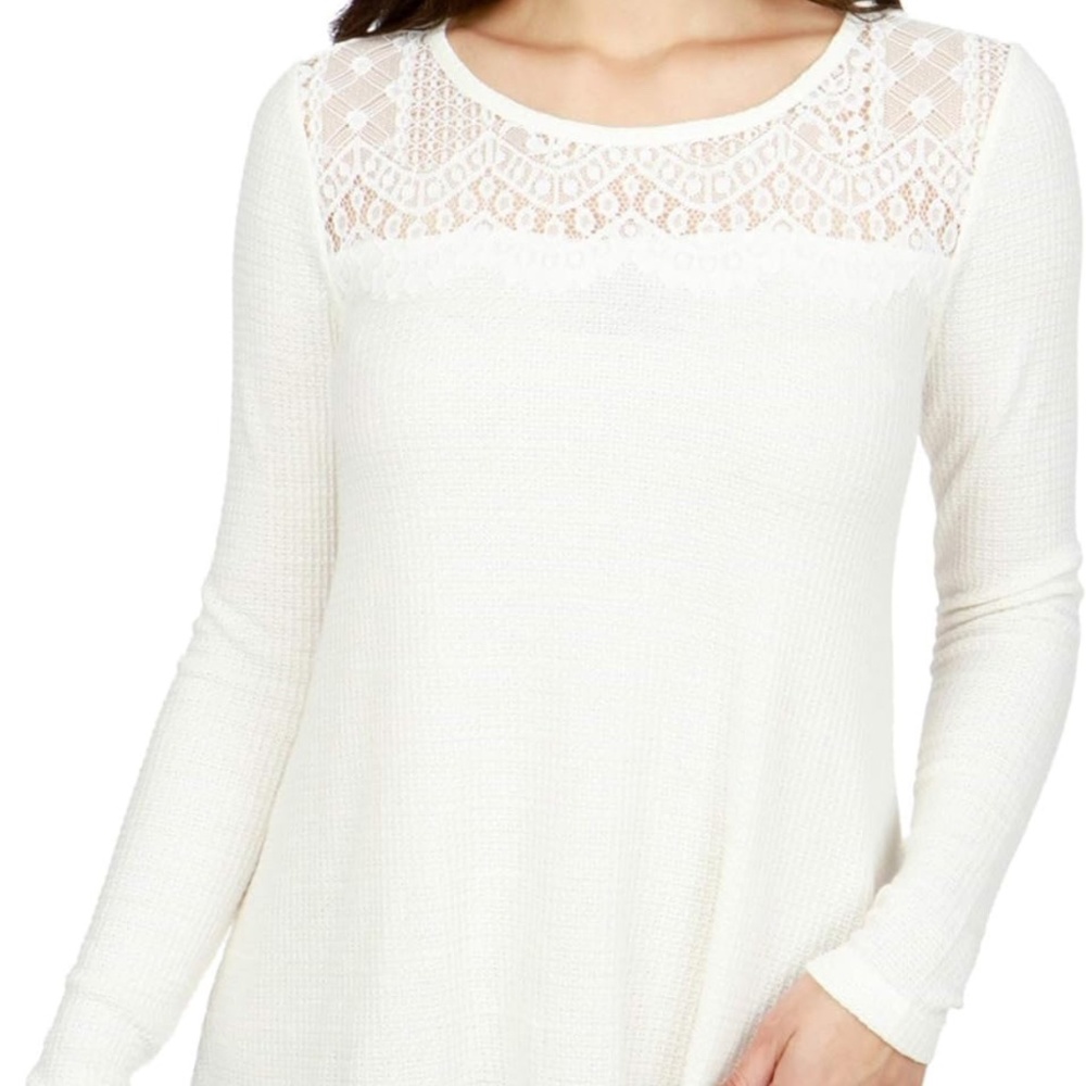 Lucky Brand Thermal lace neckline top